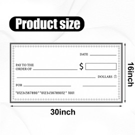 12 Pcs Giant Blank Big Checks for Presentations 30 x 16 Inch Fake Paper Novelty Funny Jumbo Check for Awards Donation Fundraisers Award Prize Endowment
