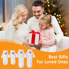 Worive 2 Pairs Family Magnetic Hand Holding Socks, L Kids Size+Adult Hand in Hand Socks Funny Gifts for Family Toddler Lover Friends Couples Parent-Child White