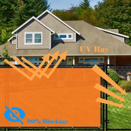 AwnPro 7' x 34' Privacy Fence Screens Sun Block Windscreen with Heavy Duty Commercial Grade 180 GSM with Brass Gromment Orange