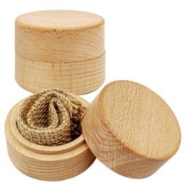 OVBOVA 2PCS Wooden Ring Box,Wood Ring Case,Mini Jewelry Box Wood Proposal Ring Holder Small Round Unpainted Wedding Ring Jewelry Boxes DIY Storage Trinket Bearer Container Case