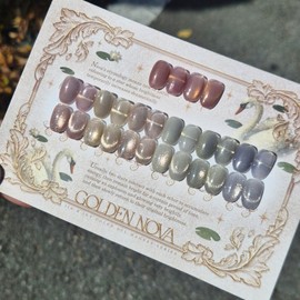 [FW season highly recommended] Champagne gold magnetic gel handmade nail tip - Long Square / [FW시즌강추] 샴페인골드 자석젤 수제네일팁 - 롱스퀘어