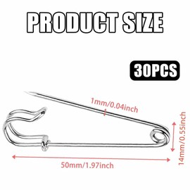 30 Pcs LARGE SAFETY PINS STRONG - BIG Safety Pins for Clothes, Jewelry, Crafts, Arts, Brooch Making - Heavy Duty Blanket Pins, Kilt Pins