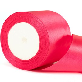 75mm Wide Hot Pink Satin Ribbon - Thick, Bright Pink Wedding Car Ribbon for Gift Wrapping, Bouquet Crafting, Wedding Car Bow Decoration, Present Wrapping