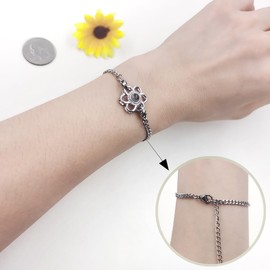 100 Different Languages I Love You Bracelets Adjustable Link Chain Flower Bracelet Friendship Birthday Gifts for Sister Daughter Y4222 (Silver Color)