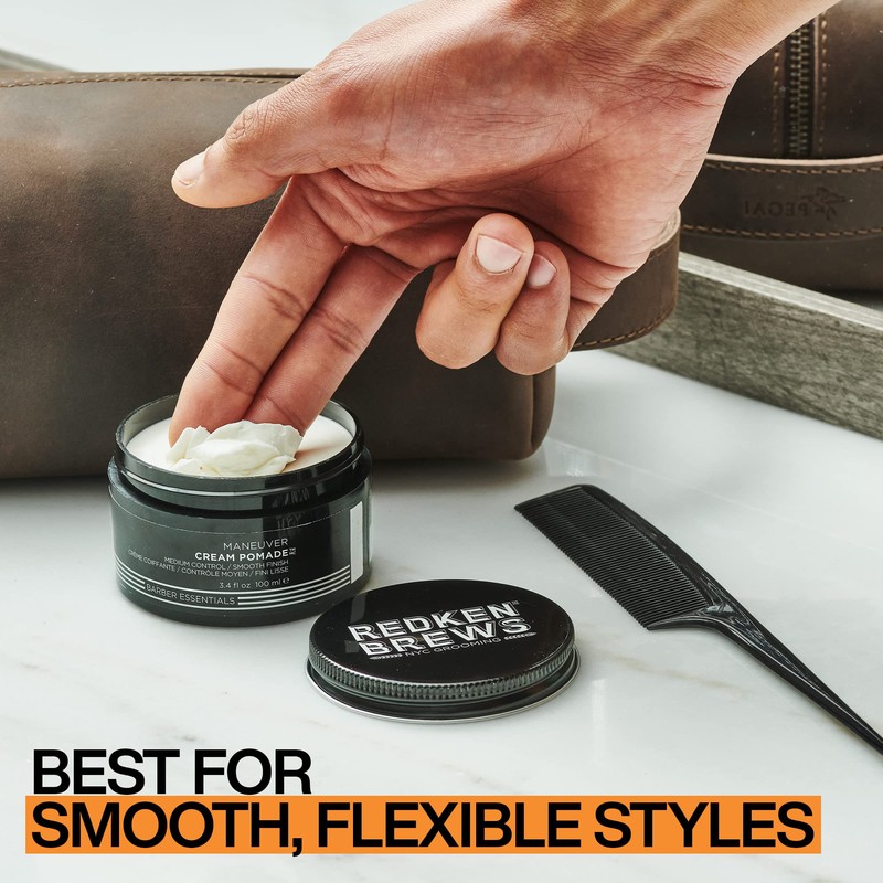 Redken Brews Cream Pomade For Men, Medium Hold, Natural Finish