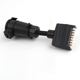 7-Pin Flat Male to 7-Pin Round Female Trailer Plug Adapter – Caravan Towing Connector with Rubber Seal for Trailer, Boat, RV, Camper, Weatherproof Flexible Design