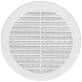 Ecopro Vent / Ø6" Inch Opening Diameter / White Round Vent External Grille with Protective Mesh - Lightweight Plastic Register / Cover Indoor Outdoor Soffit Vent - 7.3'' Outer Diameter