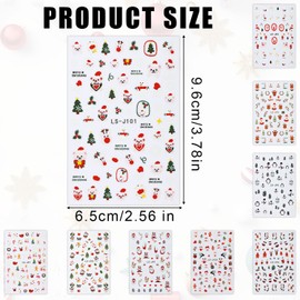 9 Sheets Christmas Nail Stickers, 5D Christmas Nail Art Decals Self-Adhesive Reindeer Snowman Snowflake Christmas Tree Nail Accessories Supplies for Women Nail Design Decoration
