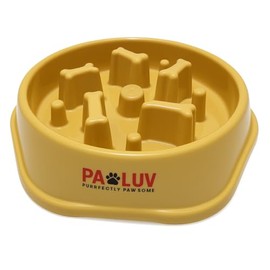 PawLuv Slow Feeder Dog Bowl – Anti-Choke Maze Design, Non-Slip Base, BPA-Free, Fun Puzzle Dish for Fast Eaters & Bloating Prevention (Yellow)