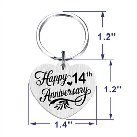 Tangvo 14th Anniversary Keychain - Happy 14 Years Wedding Anniversary Present