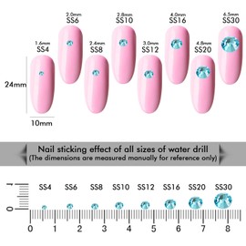 1440Pcs Aquamarine Crystal Rhinestones,Glass Flatback Rhinestones Mini Gemstones for Nail Face Makeup Art Crafts Clothes Decoration -(SS10, 2.8mm,Aquamarine)