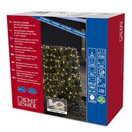 Konstsmide 3730-103 LED Lichterkette / für Außen (IP44) / Batteriebetrieben: 4xD 1.5V (exkl.) / mit Lichtsensor, 6h und 9h Timer / 240 Dioden / transparentes Kabel, weiß