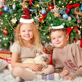 Christmas Headband Hair Band-Springy Christmas Tree Headband Christmas Tree Hat Headbands Christmas Tree Hair Accessories Women Festivals Celebration Gift (Green)