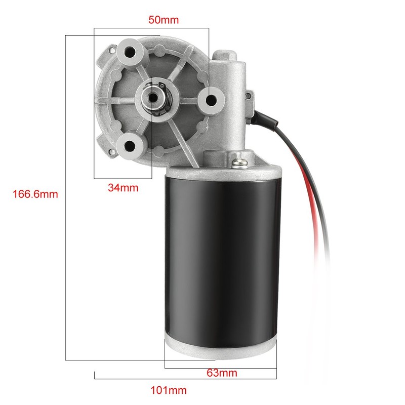 uxcell DC24V 80W 50RPM 6N.M Reversible Worm Gear Motor High