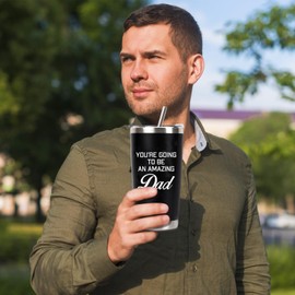 CUPLOOV New Dad Gifts For Men First Time Dad Gifts for Expecting to be Father 20oz Black Insulated Stainless Steel Tumbler Father’s Day Birthday Baby Showers Gender Reveals Presents for Husband