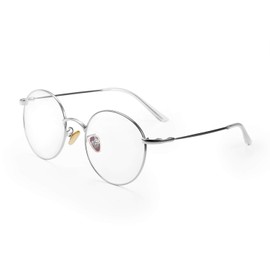 Aroncent Blue Light Cut Glasses, Round Antique, Stylish, PC Glasses, Women's, Portable, Lightweight, Case Storage, Portable, Compatible with TVs and Computers, Friends, Coworkers, Boyfriend and Girlfriend, Family Gift, Silver