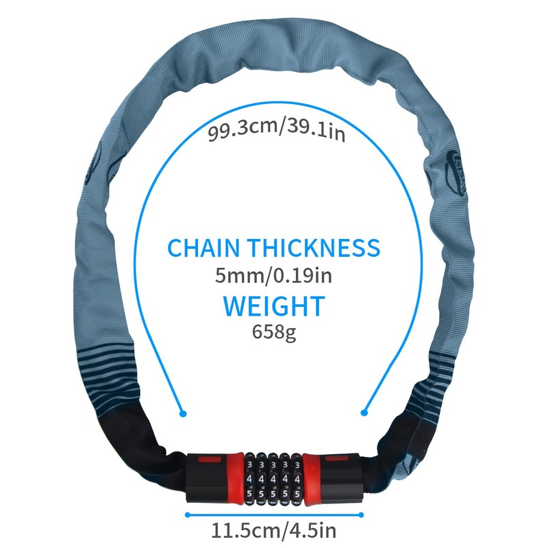 SISAV Heavy Duty Bike Chain Lock 3.2FT with 5 Digit