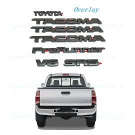 Tacoma 7PCS Kit Overlay Emblem Matte Black Tacoma Prerunner V6 SR5 Toyota Emblem Badge