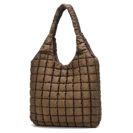 Nexum Quilted Puffer Hobo Bag for Women Large Soft Puffy Shoulder Bag Quilted Carryall Tote Bag Hobo Handbags for Travel Coffee