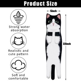 ZEACCT 1 Piece Cat Towel, Hanging Decorative Cat Towel, Bathroom Cat Towel, Cute Cat Towel, Absorbent Cat Towel, Housewarming Gift for Cat Lovers (Black)
