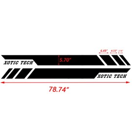 Xotic Tech Body Side Skirt Die-Cut Vinyl Decal Door Stripe Sticker Compatible with Dodge Ram 1500 2500 3500 2009-2017 (Glossy Black)