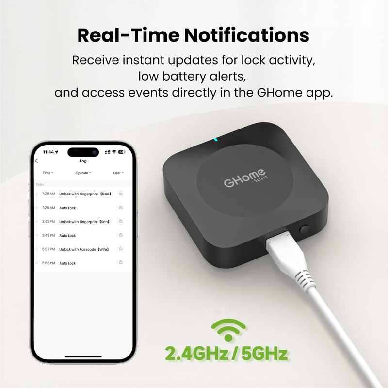 GHome Smart G2B WiFi Gateway for Bluetooth Smart Locks, Compatible
