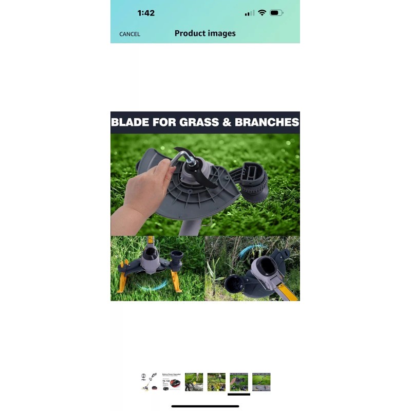 Patiox Electric Weed Trimmer Rechargeable With One 2.5 Ah Battery