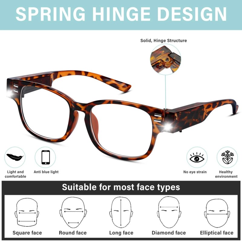 Reading Glasses with Light Bright LED Readers with Lights Magnifier