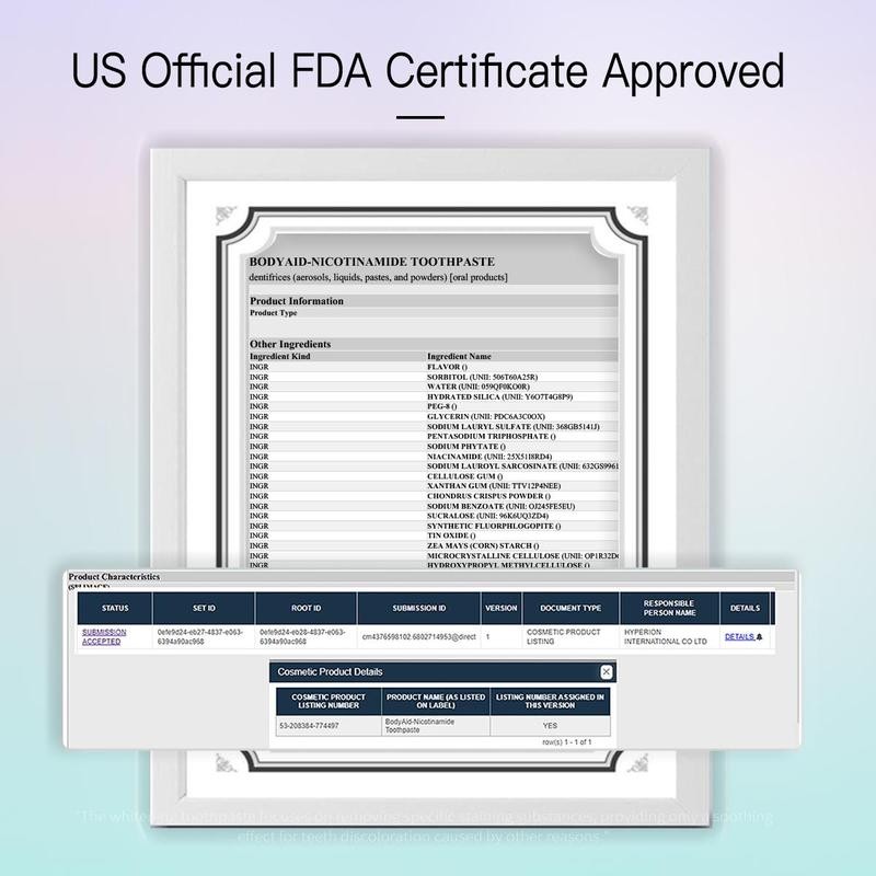 BodyAid 【Triple Whitening】Niacinamide Whitening Toothpaste Oral Care 100g - Specification:
