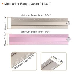 2pcs Folding Straight Rulers 30cm Metric Aluminum Alloy Protractor Foldable Ruler Geometric Measuring Tool with Angle Line for Architects Artists Office (Pink + Khaki)