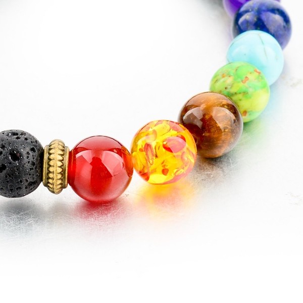 Mystiqs Lava Rock Chakra & Lava Beaded Bracelet Essential Oil Diffuser for Men,Women Aromatherapy Ideal for Anti-Stress or Anti-Anxiety