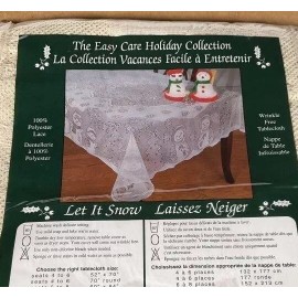 Scranton Lace Snowman Christmas Tablecloth Table Cover Ivory 52 X 70 USA MADE