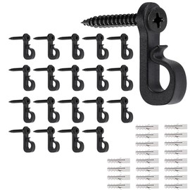 20 Pcs Black Hanging Hooks Q Hooks with Screws for String Lights, Outdoor Wire