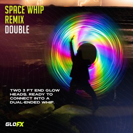 GloFX Space Whip Remix | Programmable Led Fiber Optic 360° Swivel | Rave Accessory for Parties, Light Shows Music Festivals | Double