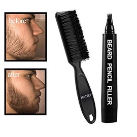 HATIKY Beard Pencil Filler for Men- Water Proof& Sweat Proof, Long Lasting -Beard Pen with a Micro-Fork Tip Applicator Creates Natural Looking Beard, Moustache & Eyebrows