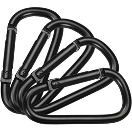 4Pcs Black Small Carabiner Clips Aluminum Alloy Spring Snap Hooks Mountaineering Buckle Outdoor Camping D Rings Clip Hook D Rings Clip Hook Mini Keychain Carabiner Outdoor Gear Accessories
