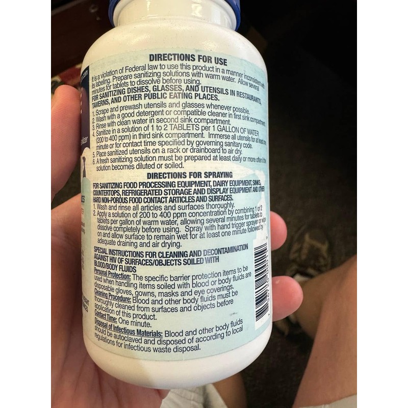 6 Bottles Steramine Sanitizer Tablets w/15 QT-10 Test Strip -
