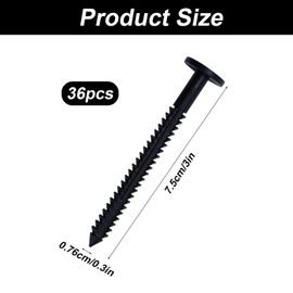 36pcs Vinyl Shutter Fasteners, 3in Black Window Screw Panel Pegs Locks Pins Clips Shutters Spikes Anchor for Exterior Decorative Vinyl Shutter Installation Repair Hardware Accessories Parts