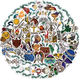 50PCS Ancient Greek Culture Stickers for Water Bottle,Greek Mythology Stickers,Waterproof Vinyl Stickers Perfect for Laptop Phone Water Bottle Journal Car Skateboard Luggage (Colourful)