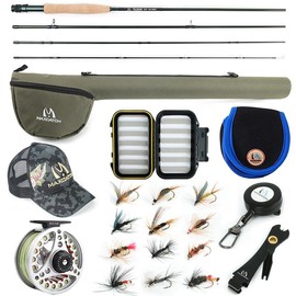 Maxcatch Extreme Fly Fishing Combo Kit 3/5/6/8 Weight, Starter Fly Rod and Reel Outfit, with a Protective Travel Case - Color: 8wt 9‘0“ 4pc Rod,7/8 Reel