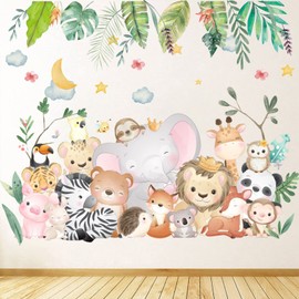 Condessacity Wall Sticker Kids Cute Elephant Lion Panda Wall Sticker Children's Room Bedroom Background Wall Kindergarten Nursery Nursery Decor Wall Sticker Toy Room Wall Decor