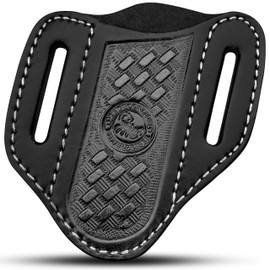 Red Scorpion Handmade Leather Knife Sheath for Belt - EDC Belt Holster for Folding Knife, Leather Sheath for Pocket Knife, Compact EDC Tools Carrier for Outdoor Activities (Black)