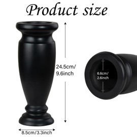 Resin Cemetery Flowers Vase, Grave Vase Memorial Flowers Holders for Home Tabletop, Artificial or Fresh Flowers, Cemetery Grave Headstone Decorations, No Draining Holes (1Pc, Black)