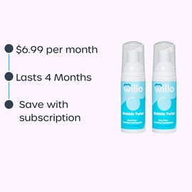 Willo Fluoride-Free Foam Kids Toothpaste, 4-Pack, 2 Fl Oz, Berry Splash | Refills for Use with BrushBot and Other U-Shaped Electric Toothbrush Systems