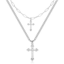 SUFOPE Cross Necklace for Women, Silver Cross Necklace Dainty Cross Pendant Choker Necklace Simple Cross Jewelry Gifts for Women