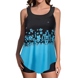 Rekita Flowy Tankini Bathing Suits for Women Swimsuits Tankini Sets for Two Piece Swimwear Tank Top with Boyshorts