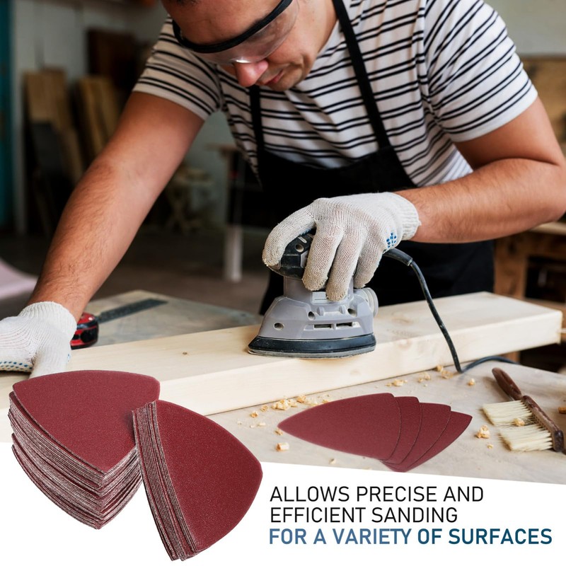 Mobestech 100Pcs Triangle Sanding Pads Sand Paper Sander Tools Sanding