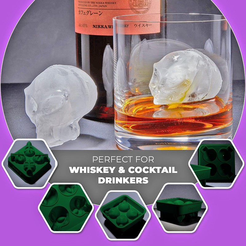 SHAPED 2-PACK 3D Ancient Alien Ice Mold Trays, Flexible Silicone