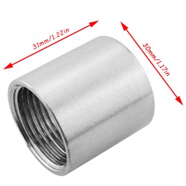 CHENJIN Pipe Coupling 3/4 Inch Female Threaded Pipe Coupler 2PCS 304 Stainless Steel Pipe Straight Connector Cast Fitting Water Gas Straight Adapter Jointer (Length 1.22")