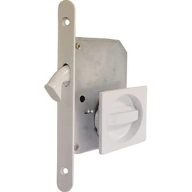 bricoleva.it Kit Sliding Door Lock Square Rosette with Nottoline Handle with Lock for Sliding Door (White)